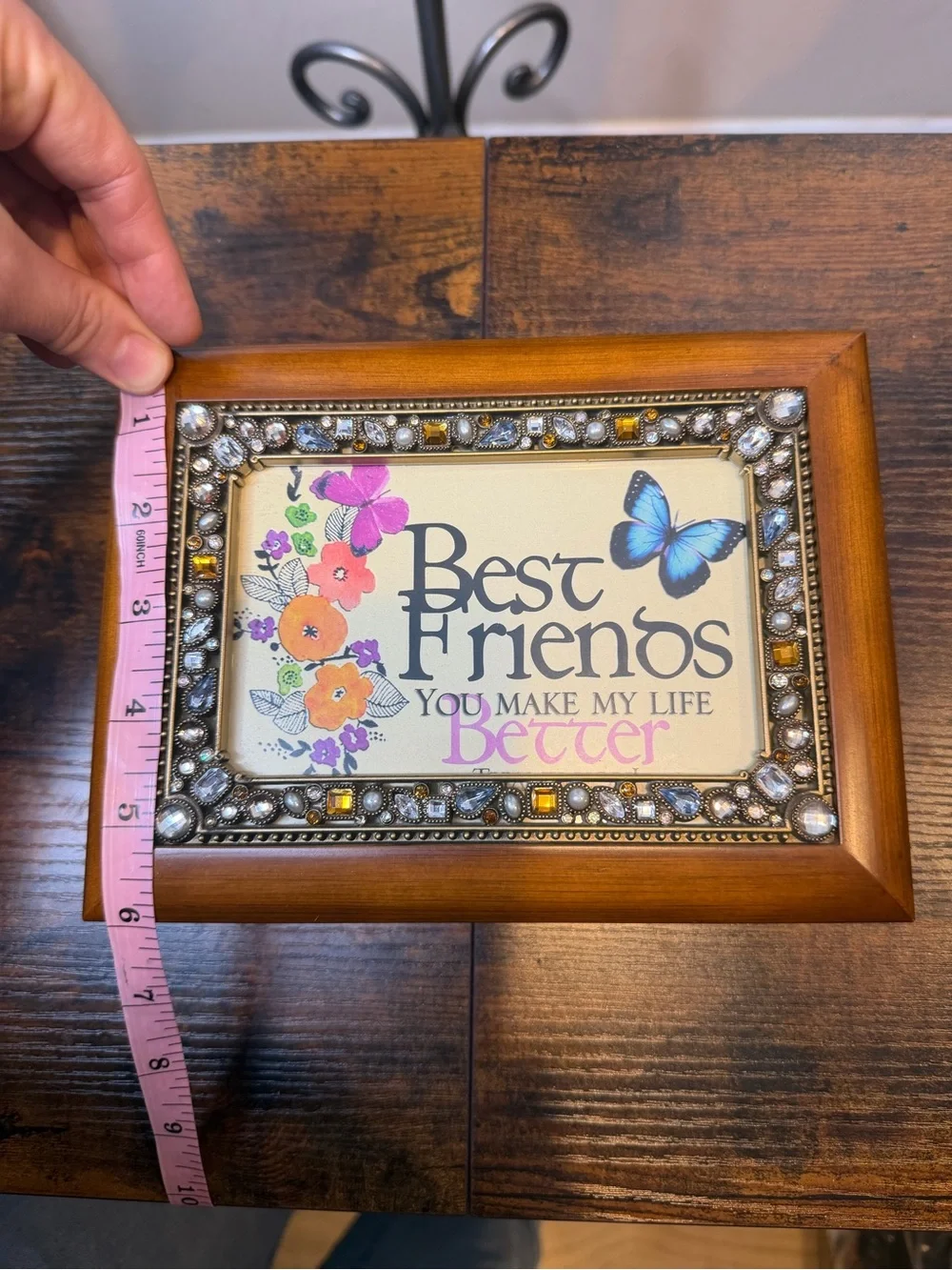 Best Friends Decorative Wood Photo Frame with Embellished Trim Brown NEW